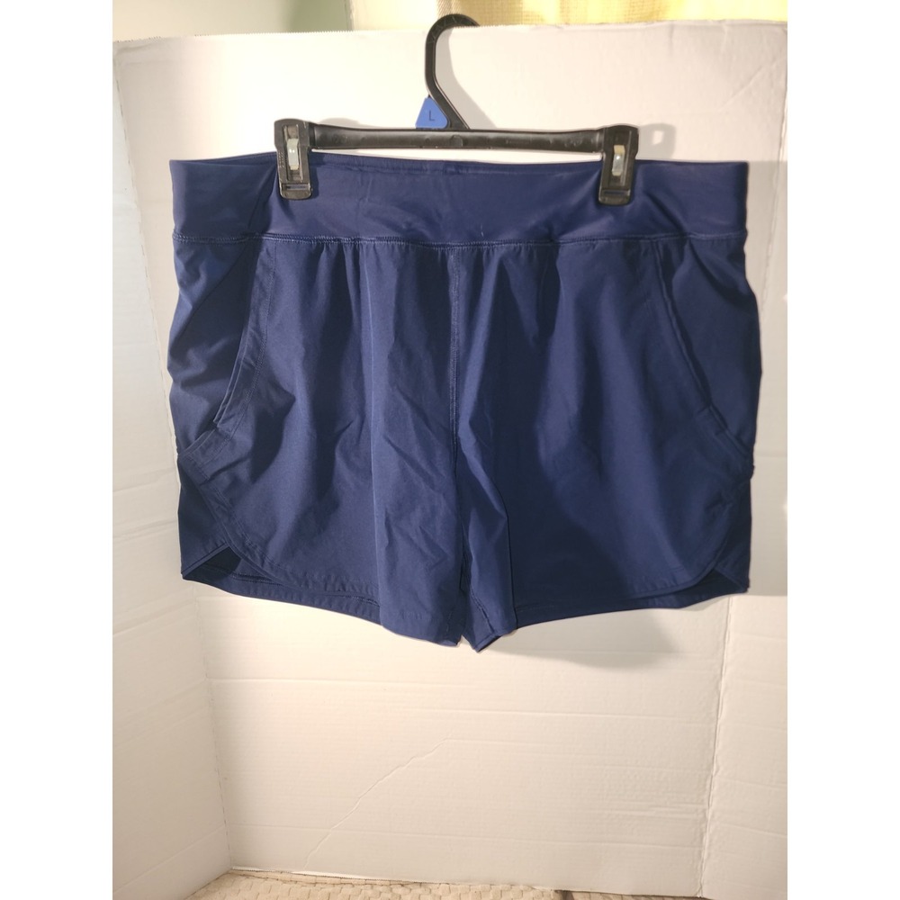 Womens Lands End Brief  Swim Shorts W/Briefs Underneath  18 Navy Blue